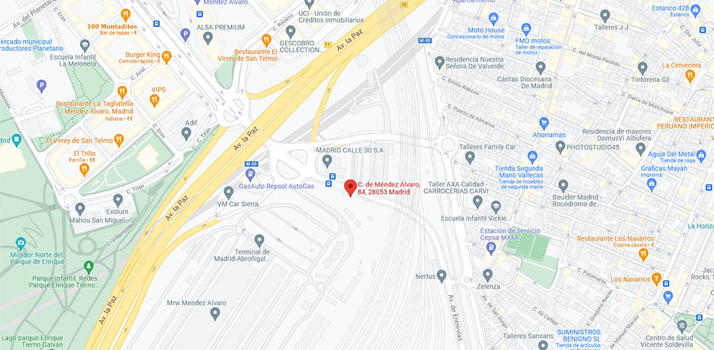 Plano de Situación de las oficinas de TEVIMAD, Calle Méndez Álvaro, 84